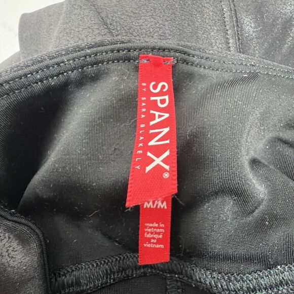 Spanx Black Shimmer Metallic Sheen Leggings Size M Medium Stretch - Picture 6 of 11
